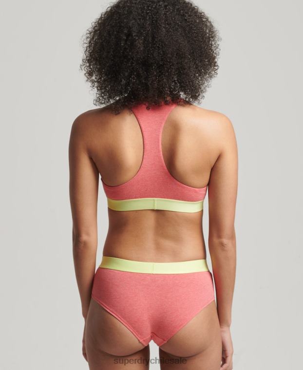 mujer Superdry coral calzoncillos hipster de algodón orgánico con logo grande 2R68Z4319