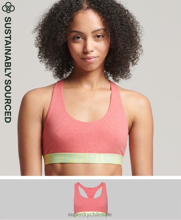 mujer Superdry coral top corto de algodón orgánico con logo grande 2R68Z4214