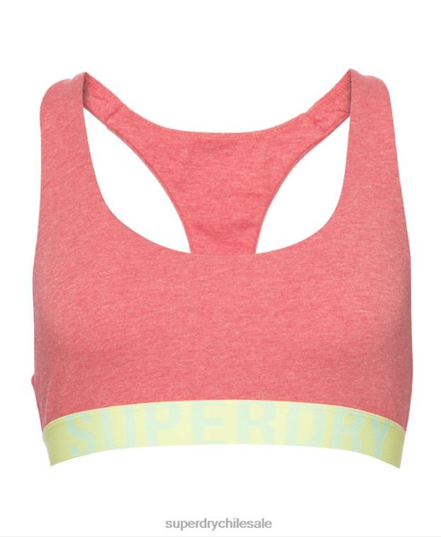 mujer Superdry coral top corto de algodón orgánico con logo grande 2R68Z4214
