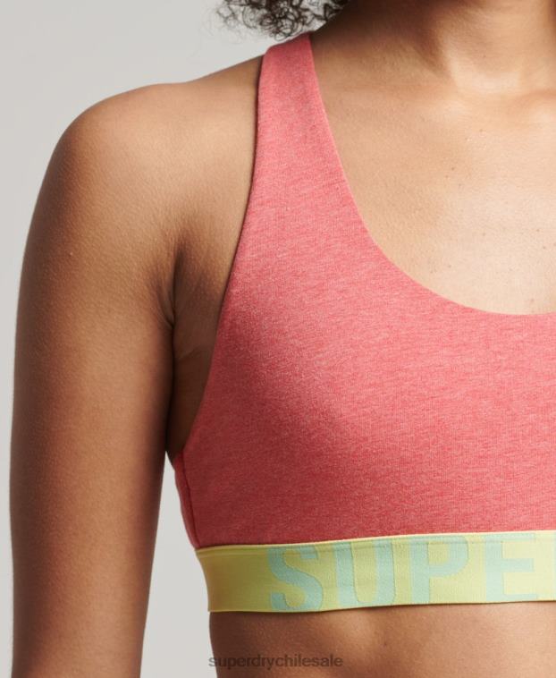 mujer Superdry coral top corto de algodón orgánico con logo grande 2R68Z4214