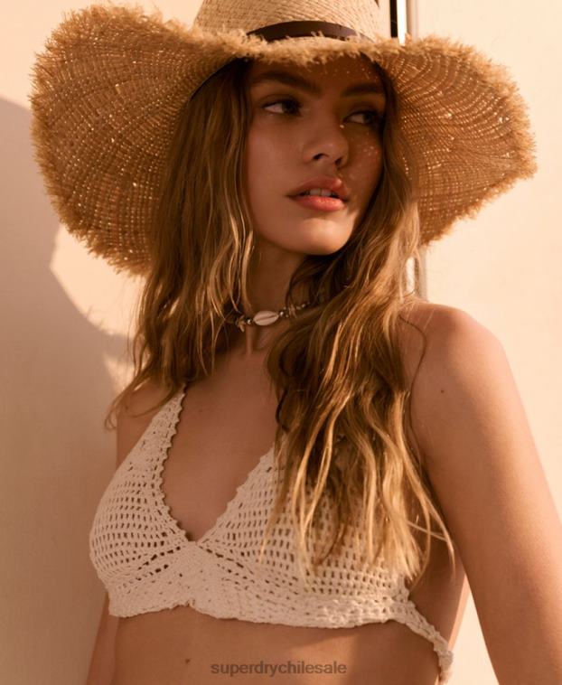 mujer Superdry crema bralette halter de ganchillo 2R68Z2929