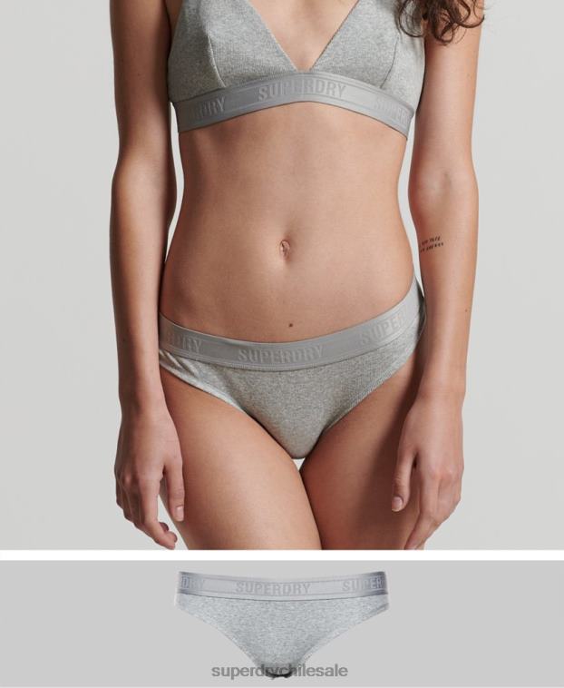 mujer Superdry gris braguita de bikini de canalé de algodón orgánico 2R68Z4342