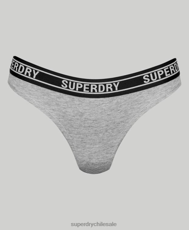mujer Superdry gris claro braguitas de bikini de algodón orgánico con varios logos 2R68Z6664