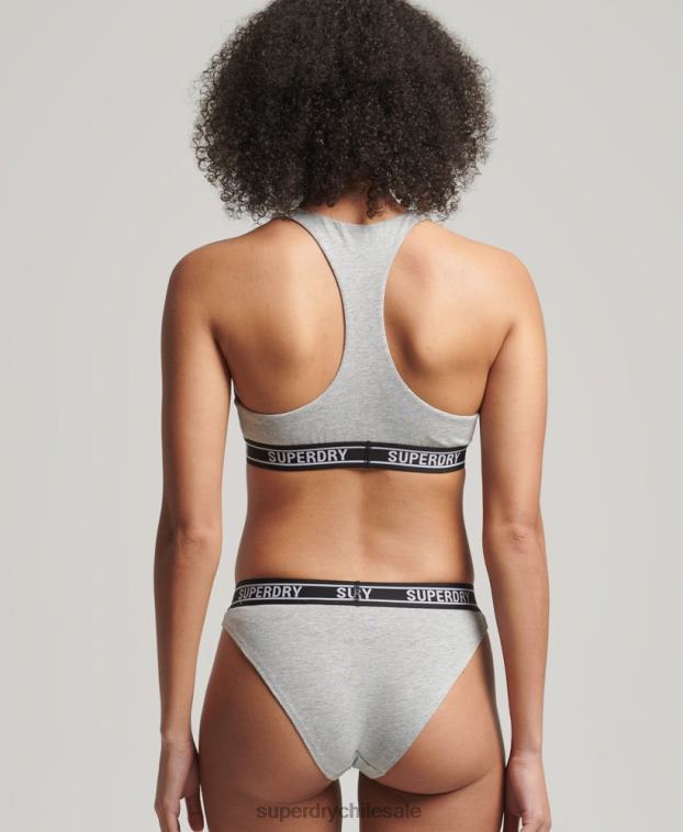 mujer Superdry gris claro braguitas de bikini de algodón orgánico con varios logos 2R68Z6664