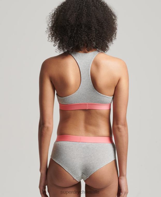 mujer Superdry gris claro calzoncillos hipster de algodón orgánico con logo grande 2R68Z6568