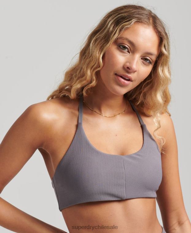 mujer Superdry gris oscuro sujetador flex asimétrico de bajo impacto 2R68Z6338