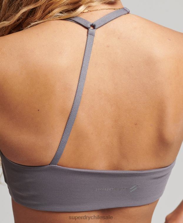 mujer Superdry gris oscuro sujetador flex asimétrico de bajo impacto 2R68Z6338
