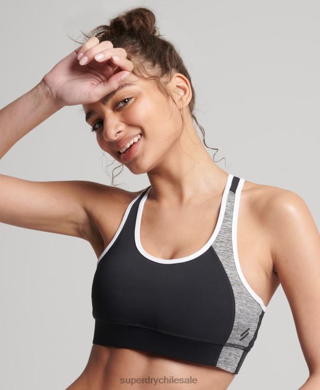 mujer Superdry gris sujetador asimétrico de entrenamiento 2R68Z6341
