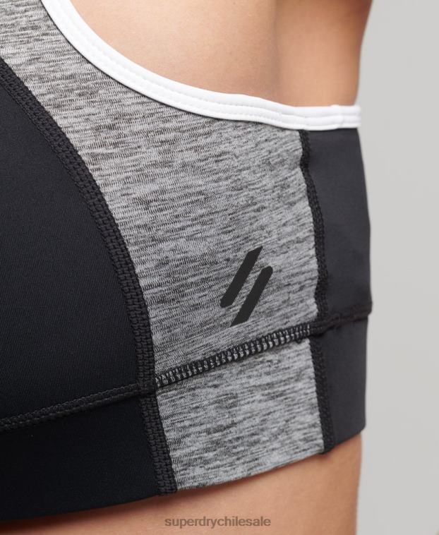 mujer Superdry gris sujetador asimétrico de entrenamiento 2R68Z6341