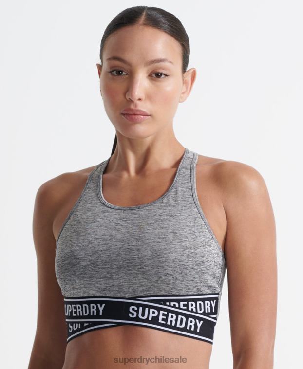 mujer Superdry gris sujetador cruzado de entrenamiento 2R68Z4200