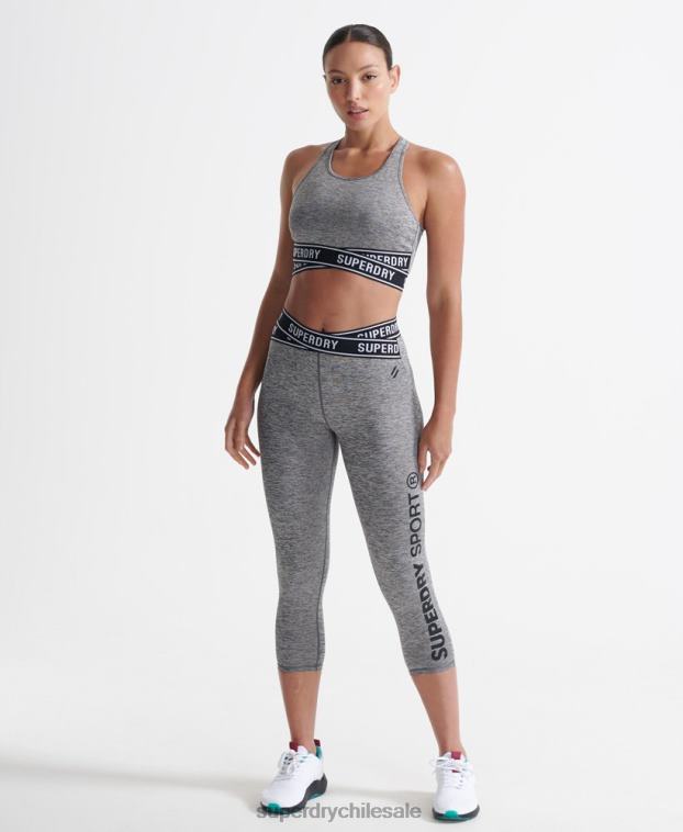 mujer Superdry gris sujetador cruzado de entrenamiento 2R68Z4200