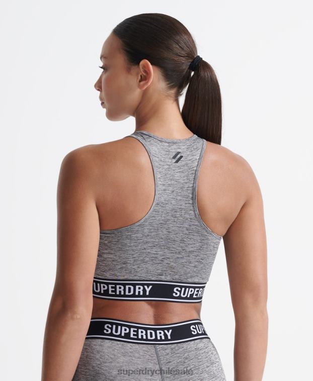 mujer Superdry gris sujetador cruzado de entrenamiento 2R68Z4200