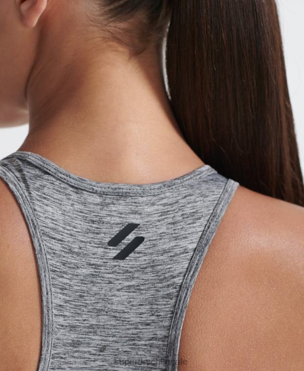 mujer Superdry gris sujetador cruzado de entrenamiento 2R68Z4200