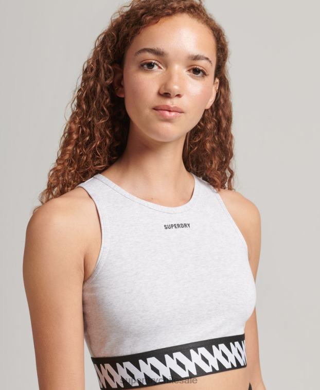 mujer Superdry gris top tipo brasier elástico con logo gráfico 2R68Z6533