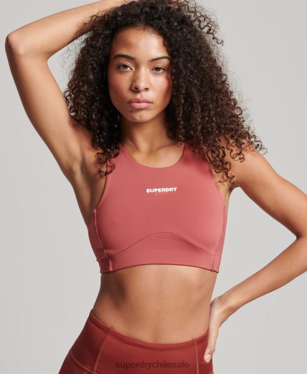 mujer Superdry marrón sujetador activo central 2R68Z4173