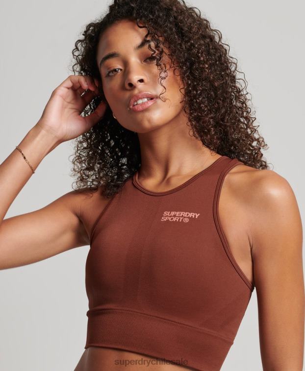 mujer Superdry marrón sujetador de impacto medio sin costuras Core 2R68Z4184
