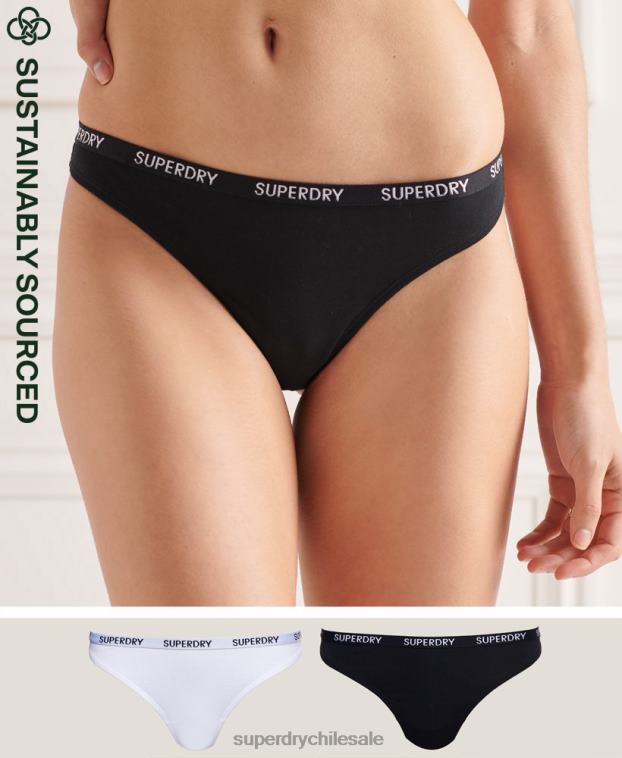 mujer Superdry negro Pack de 2 tangas Harper de algodón orgánico 2R68Z4341