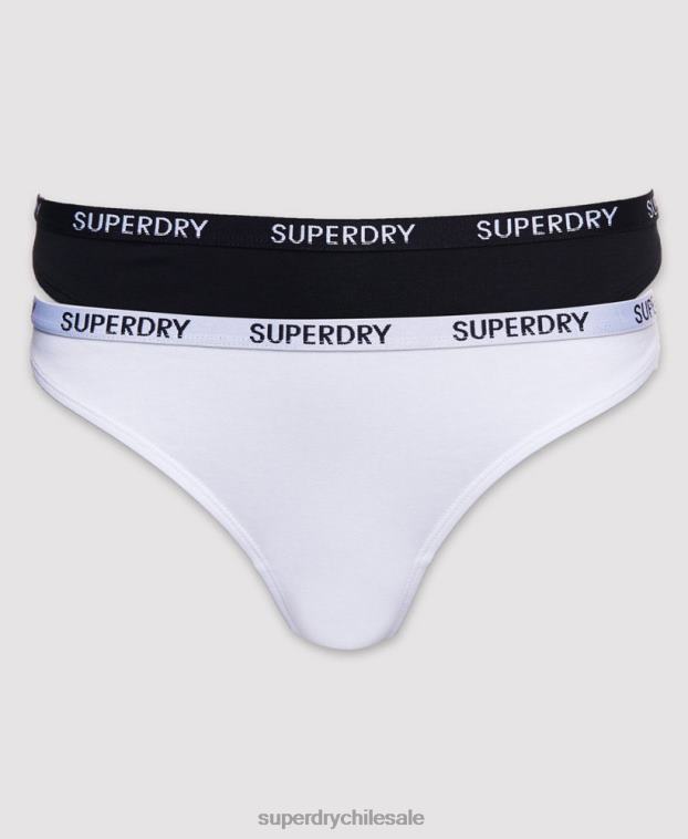 mujer Superdry negro Pack de 2 tangas Harper de algodón orgánico 2R68Z4341