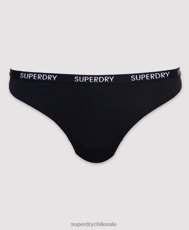 mujer Superdry negro Pack de 2 tangas Harper de algodón orgánico 2R68Z4341