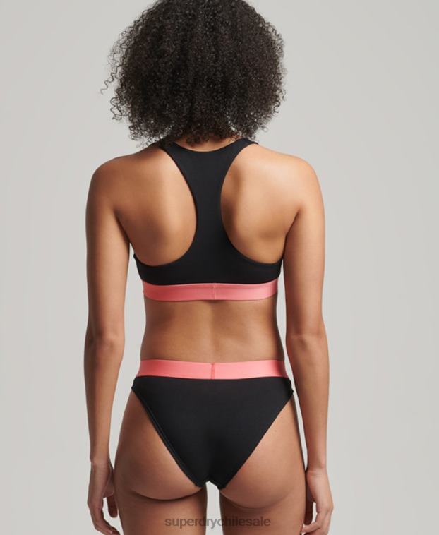 mujer Superdry negro braguitas de bikini de algodón orgánico con logo grande 2R68Z4220