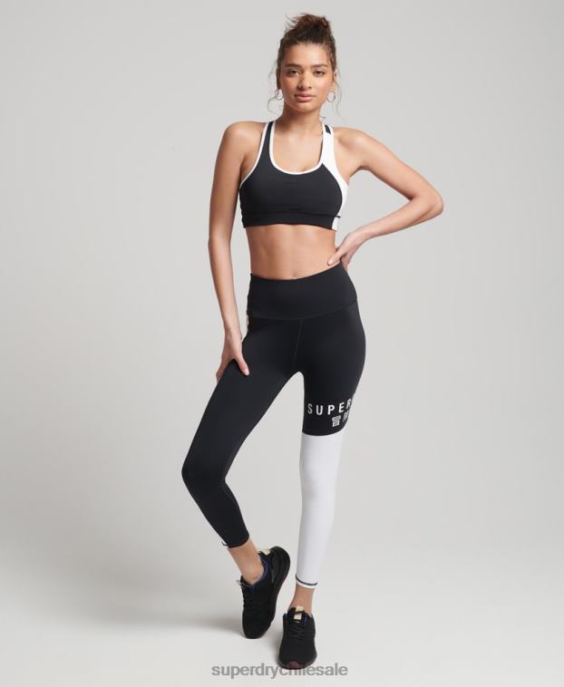 mujer Superdry negro sujetador asimétrico de entrenamiento 2R68Z6346