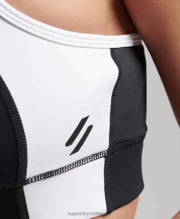 mujer Superdry negro sujetador asimétrico de entrenamiento 2R68Z6346
