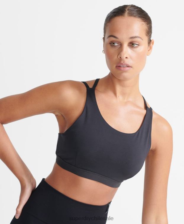 mujer Superdry negro sujetador con espalda cruzada flexible 2R68Z4209