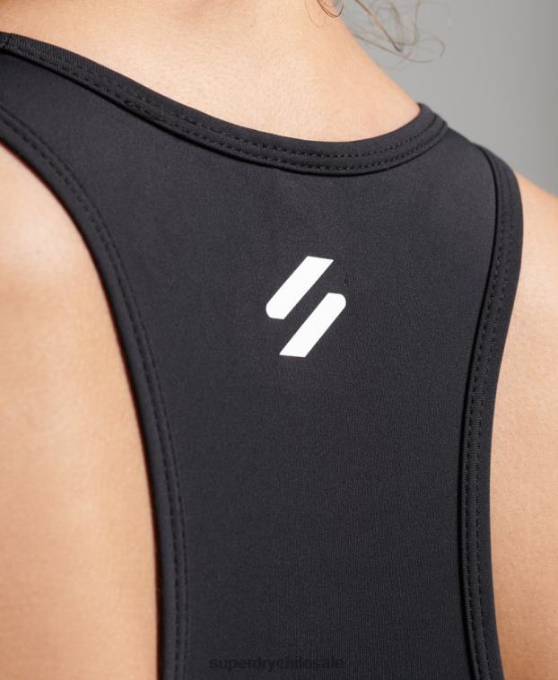 mujer Superdry negro sujetador cruzado de entrenamiento 2R68Z4186