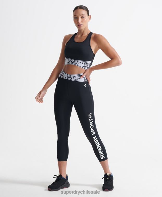 mujer Superdry negro sujetador cruzado de entrenamiento 2R68Z4187