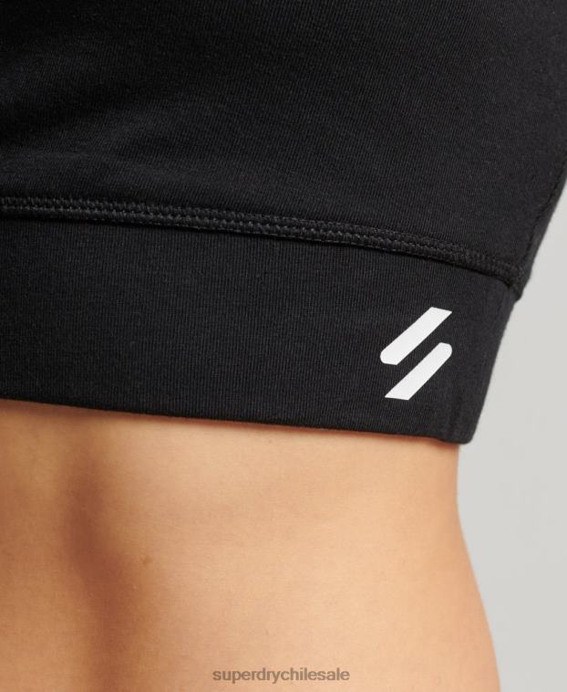 mujer Superdry negro sujetador deportivo con núcleo de algodón orgánico 2R68Z4193