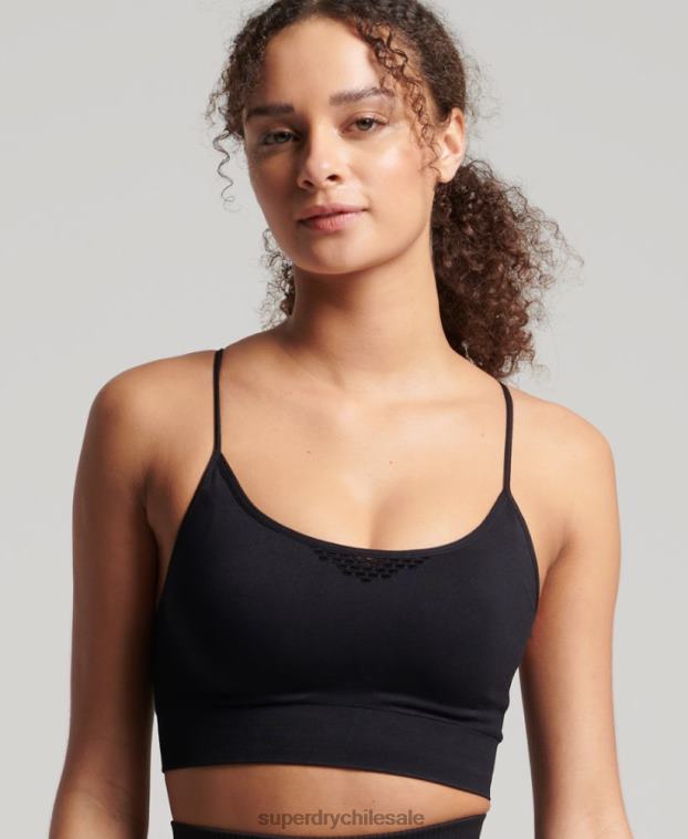 mujer Superdry negro sujetador deportivo de entrenamiento sin costuras 2R68Z4204