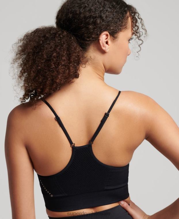 mujer Superdry negro sujetador deportivo de entrenamiento sin costuras 2R68Z4204