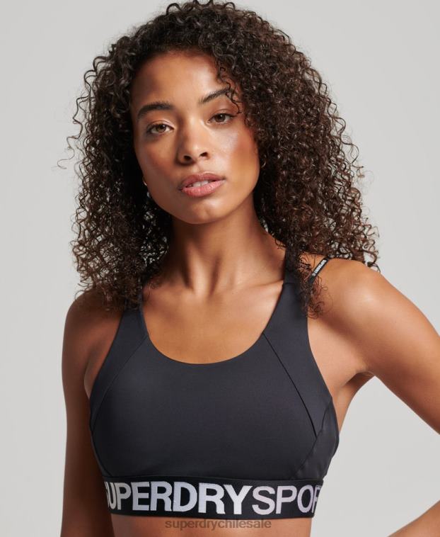 mujer Superdry negro sujetador elástico con la marca del tren 2R68Z4172