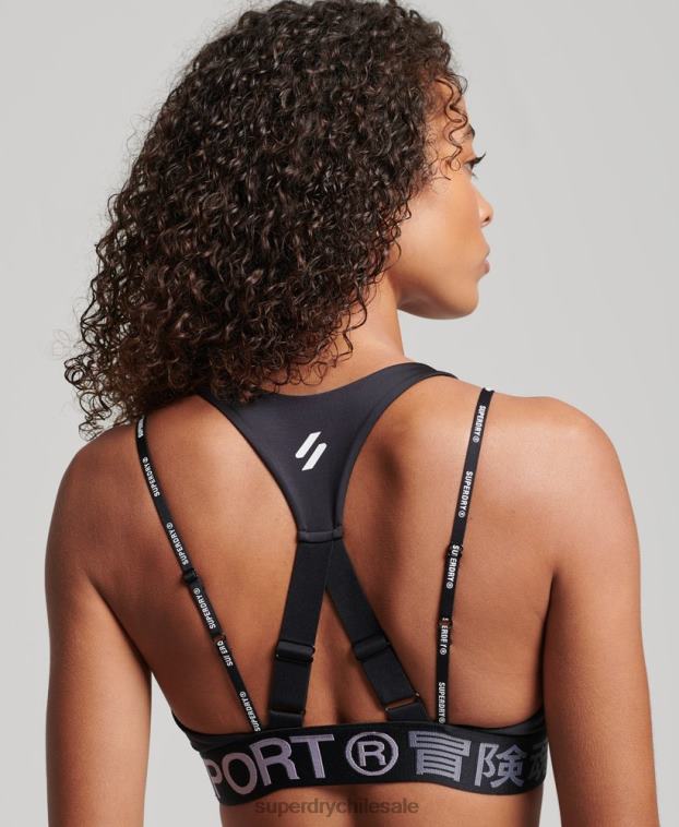 mujer Superdry negro sujetador elástico con la marca del tren 2R68Z4172