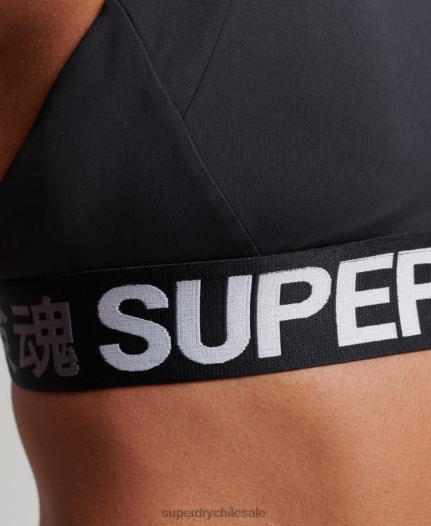 mujer Superdry negro sujetador elástico con la marca del tren 2R68Z4172