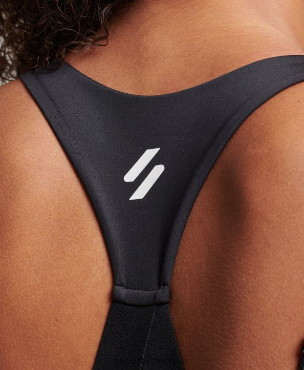 mujer Superdry negro sujetador elástico con la marca del tren 2R68Z4172