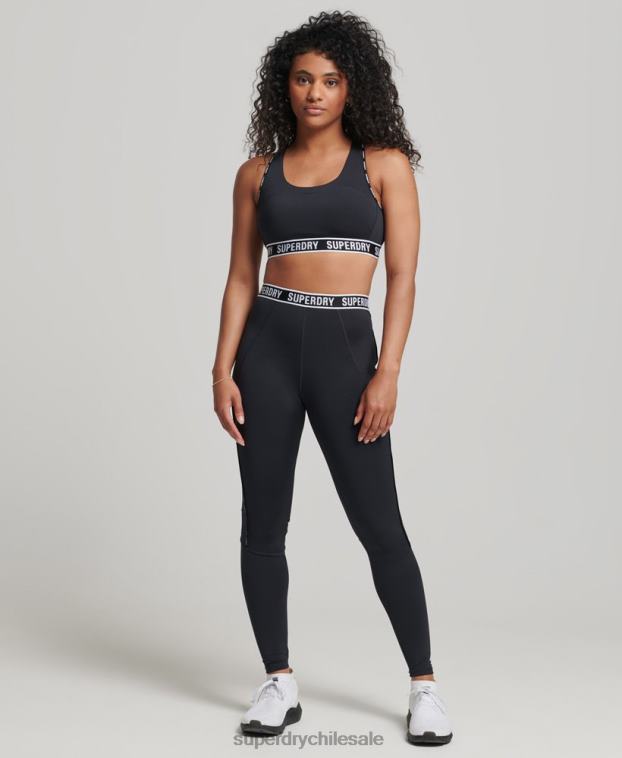 mujer Superdry negro sujetador elástico con la marca del tren 2R68Z6325