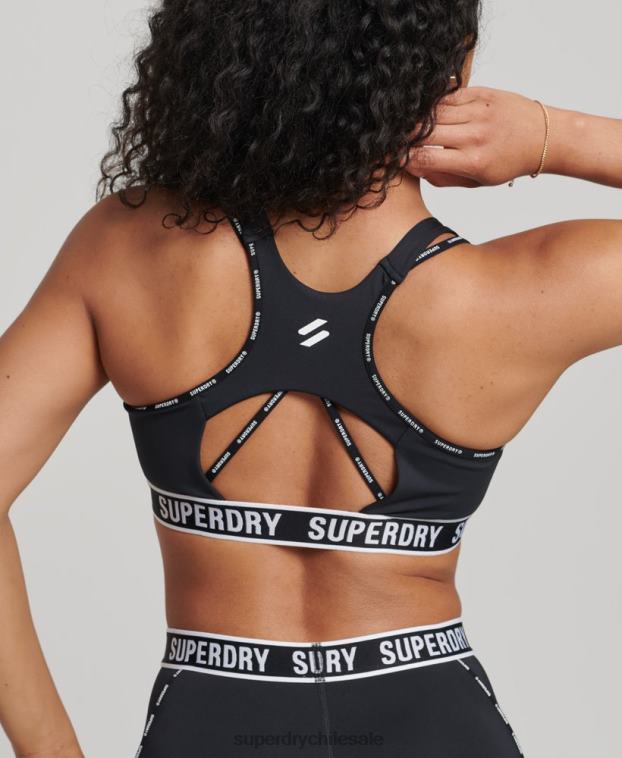 mujer Superdry negro sujetador elástico con la marca del tren 2R68Z6325