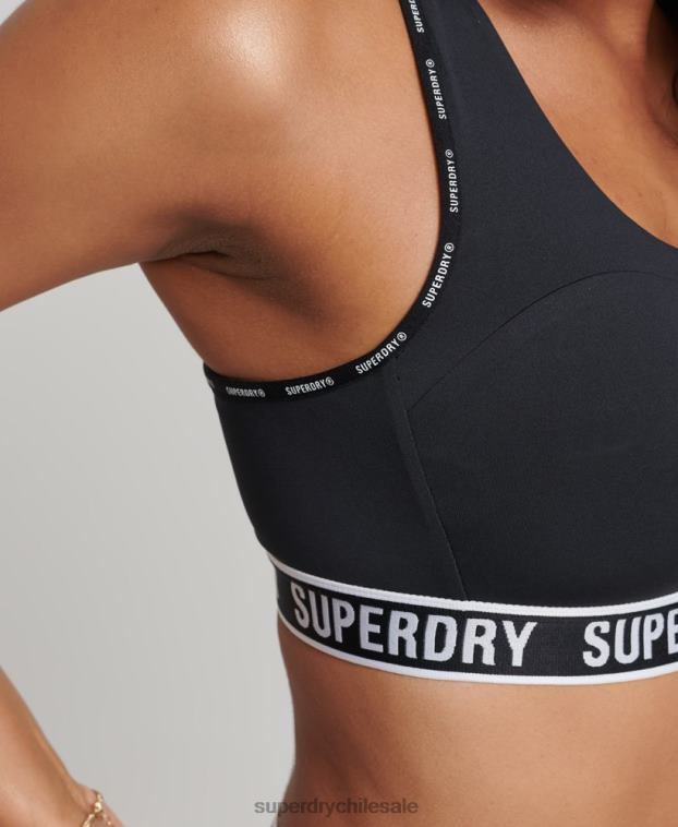 mujer Superdry negro sujetador elástico con la marca del tren 2R68Z6325