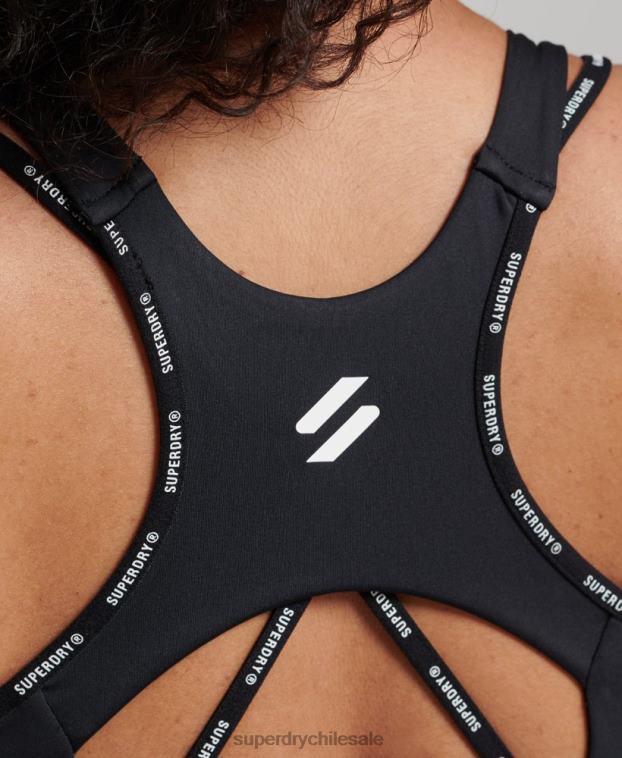 mujer Superdry negro sujetador elástico con la marca del tren 2R68Z6325
