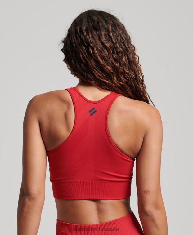mujer Superdry rojo sujetador de impacto medio sin costuras Core 2R68Z4190