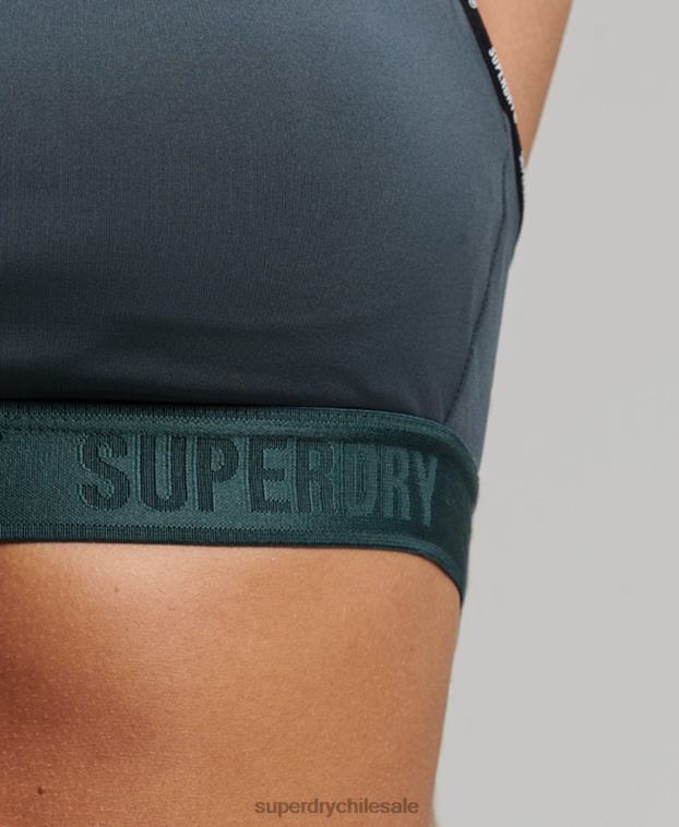 mujer Superdry verde sujetador elástico con la marca del tren 2R68Z4180