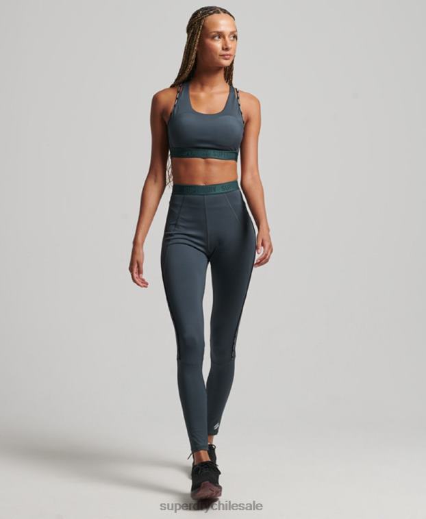 mujer Superdry verde sujetador elástico con la marca del tren 2R68Z4180