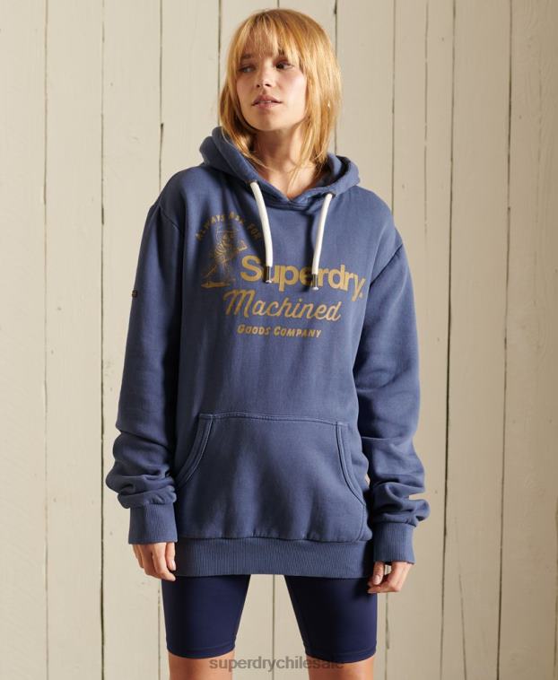 mujer Superdry Armada sudadera con capucha extragrande con logo central americano 2R68Z6164