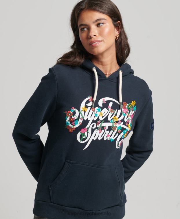 mujer Superdry Armada sudadera con capucha floral estilo script 2R68Z6773