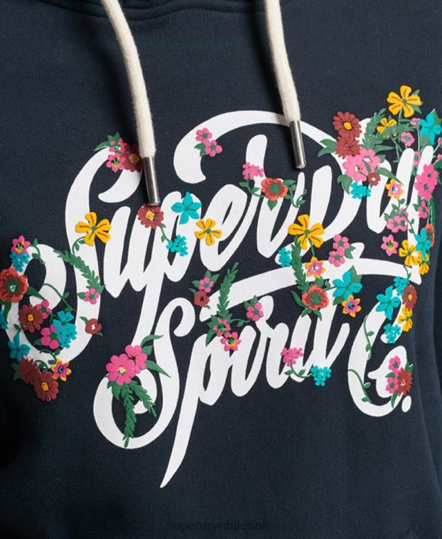 mujer Superdry Armada sudadera con capucha floral estilo script 2R68Z6773