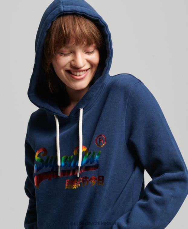 mujer Superdry Armada sudadera con capucha y logo gráfico de arcoíris 2R68Z6029