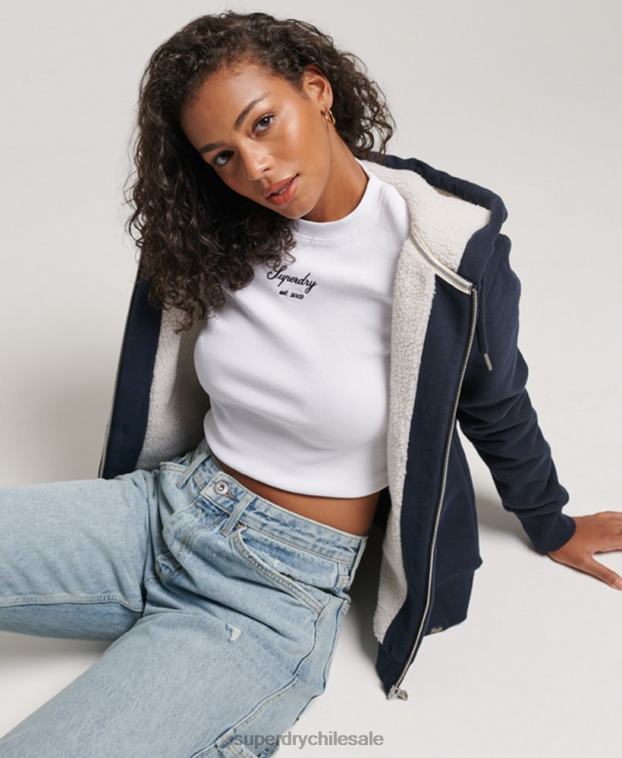 mujer Superdry Armada sudadera con cremallera y forro de borreguito esencial 2R68Z5755