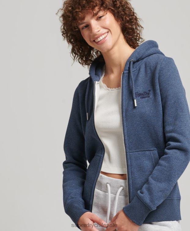 mujer Superdry Armada sudadera con cremallera y logo Essential de algodón orgánico 2R68Z3379