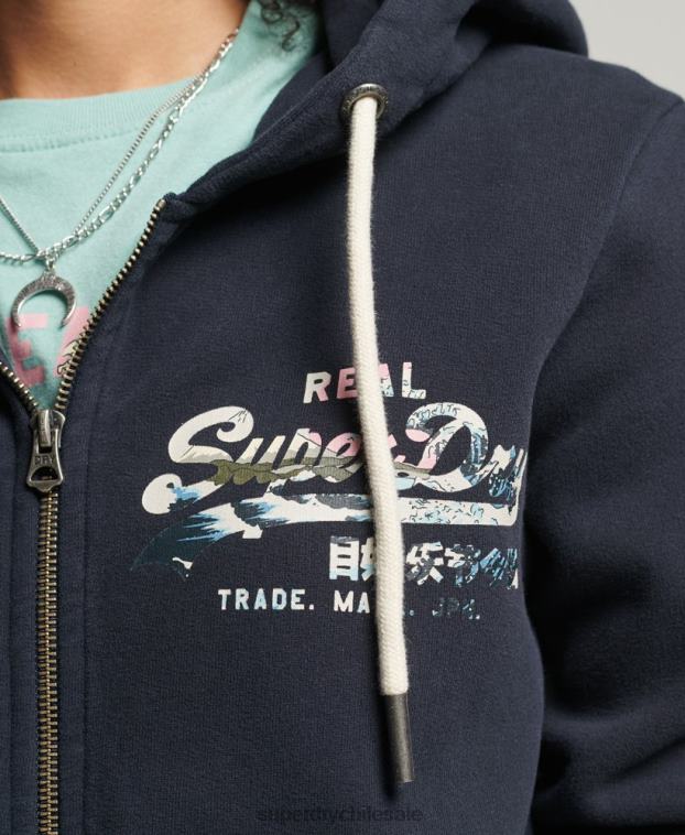 mujer Superdry Armada sudadera con cremallera y logo vintage 2R68Z6059